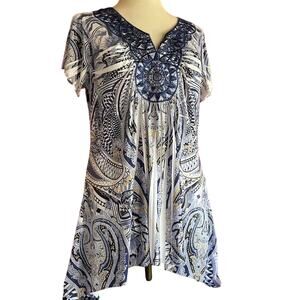 Womens Shirt Size Medium Embroidered Hippie Biker Festival Resort Beachy